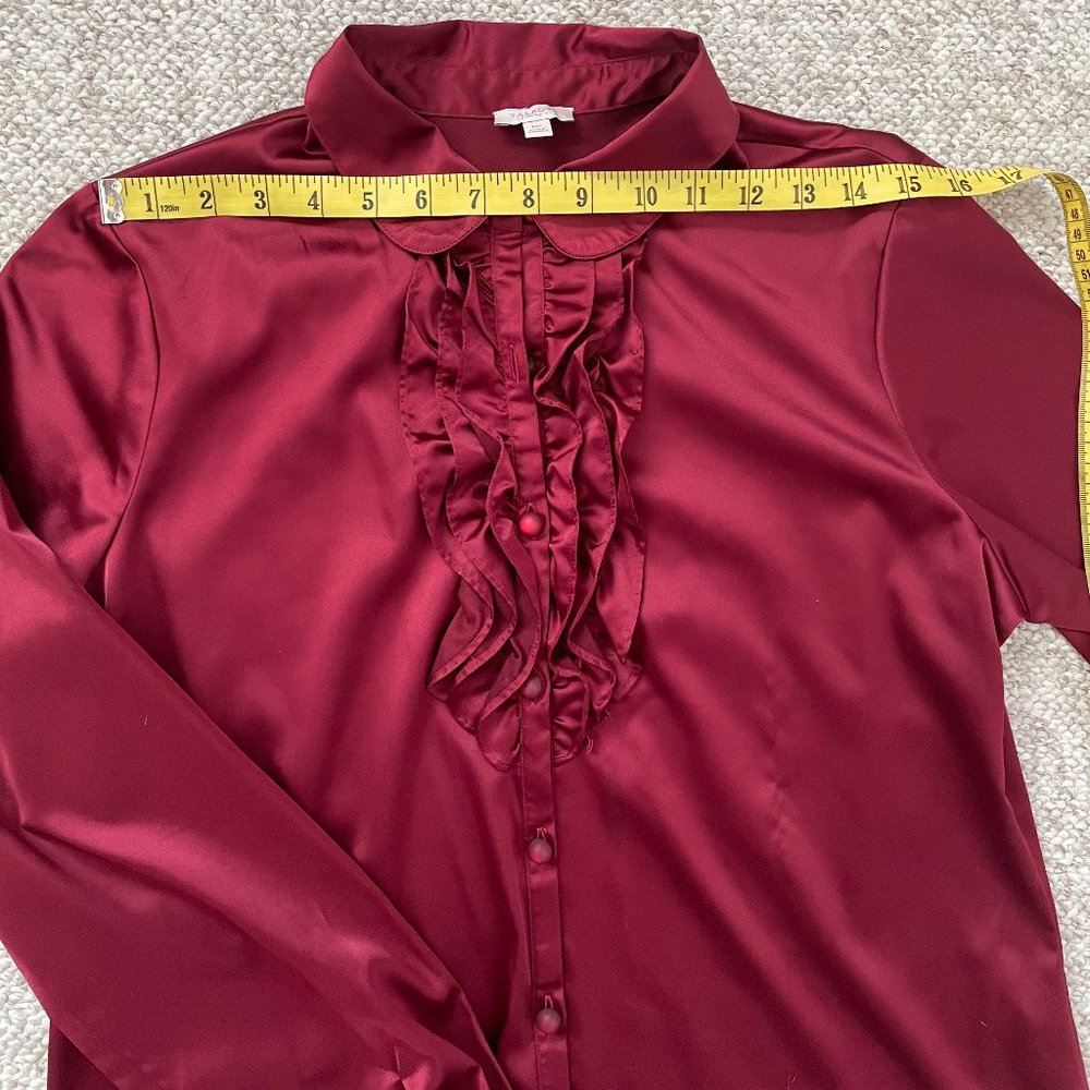 Talbots Ruffle Red Blouse Size MP - Picture 7 of 9